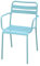METRO Professional Gartenstuhl mit Armlehne, Stahl, 50 x 53 x 80 cm, Stapelbar, Wetterfest, 150 kg Tragkraft, Blau