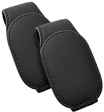MyGadget Porta Occhiali Auto per Parasole - [Clip Magnetico Extra Forte] - Accessorio Portaocchiali da Sole per Macchina in Ecopelle - Nero