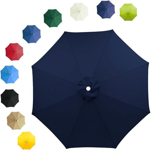 Toile de Rechange pour Parasol 8 Baleines 2.7m,Housse de Rechange pour Parasol,Auvent de Rechange pour Parasol Imperméable,Anti-UV,Tissu de Rechange,Lavable,(Auvent Uniquement) (Size:9ft/8 Ribs,Color: