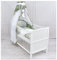 Generisch Baby Delux Babybett Komplett Set 9-TLG Kinderbett umbaubar zum Juniorbett 70x140 Matratze Jack Bettset Chiffonhimmel (Patchwork grün Mond)
