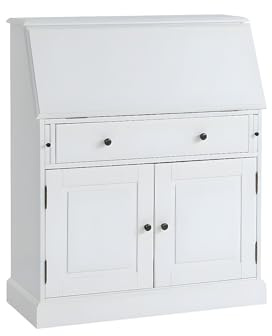 Vente-unique-Sekretär - MDF & Kiefernholz - Weiß - CLEORE