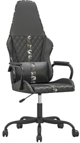 vidaXL Gaming Stuhl, Bürostuhl Drehbar Höhenverstellbar, Drehstuhl Schreibtischstuhl mit Massagefunktion, Chefsessel Sportsitz Computerstuhl, Tarnfarben Schwarz Kunstleder