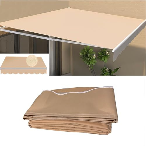 CekoCk Reemplazo de Tela de Toldo de Patio Retráctil Poliéster Impermeable Cubierta Superior de Tela De Repuesto para Sombrilla Exterior para Patio Cubierta Balcón,sin Marco(Size:3x2m,Color:Caqui)