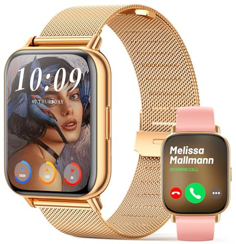 Smartwatch Donna 2024 Chiamata Bluetooth e Risposta Vivavoce,1.85 HD Orologio Smart Watch Fitness Tracker con Cardiofrequenzimetro, Monitor del Sonno,SpO2,Notifiche Messaggi Whatsapp per Android iOS