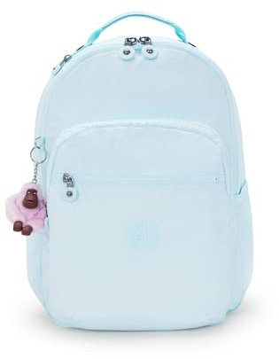 Kipling Seoul Grand sac à dos métallique pour ordinateur portable 15, Blue Sky Met, 12.75 L x 17.25 H x 9 D