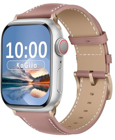 KoGiio Cuir Bracelet Compatible avec Apple Watch 46mm 42mm/44mm/45mm/49mm, Bracelet de Remplacement Compatible avec Apple Watch Series 10 46mm /9/8/7/6/5/4/3/2/1/SE/SE 2/Ultra 2/Ultra
