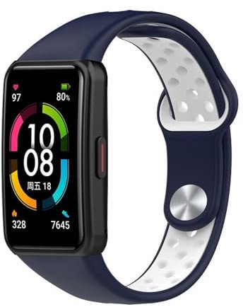 Cinturino in silicone per Huawei Band 6 Per Honor Band 6 Smart Watch Accessori Bracciale sportivo traspirante di ricambio per cinturino Honor Band 7, Blu notte e bianco, For Honor Band 6