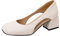 MVNB Women's Chunky Low Block Heels Mary Jane Closed Toe Work Pumps Comfortable Round Toe Dress Wedding Shoes Slip On Cushioned Wide Fit Extra Wide Fitting Width Light Shoes (White, 5.5)