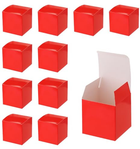 sourcing map 25 Pcs Red Gift Boxes, 4x4x4 Kraft Paper Candy Gift Boxes with Lids Cube Gift Box Bulk for Crafting Cupcake Christmas Wedding Presents Birthday Bridesmaids