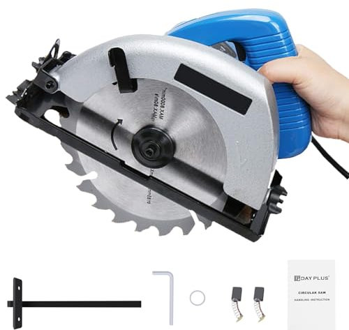 PRO Circular Saws, 900W Electric Circular Saw for Woodworking, Cut Wood/Logs/Soft Metal/Plastic, Power Saw Tools Machine with Speed 5000RPM, 0 to 45° Bevel Angle