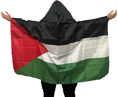 Palästina Bodyflagge Premium Qualität aus fein Polyester - Palestine Bodyflag - Palästina Umhängeflagge - Palästinensische Flagge - Palästina Flagge - Palestine Flag - علم فلسطين