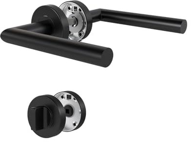 DIYGEEK Pomos De Puerta De Baño, WC, Negro