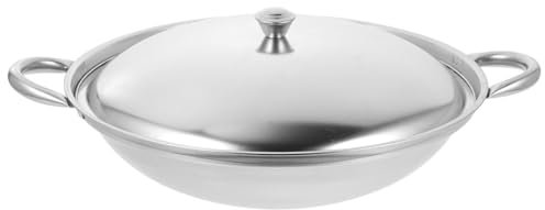 Ciieeo Edelstahl Wokpfanne Mit Deckel Anti-überlauf Kochtopf Für Gemüse Hitzebeständig Großes Fassungsvermögen Langlebig Für Familien Und Gemeinsames Kochen