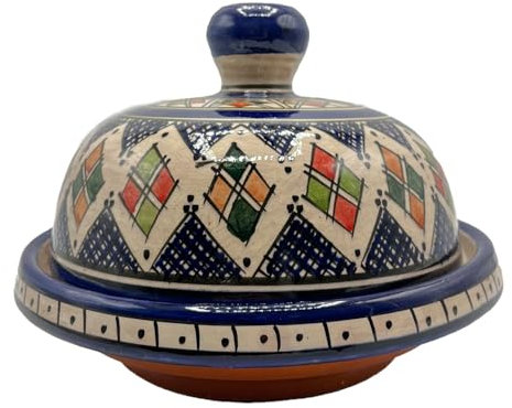 Tajín decorativo para especias de cerámica marroquí, pintado a mano, diámetro 23 cm, 1311241500 Túnez, Turquía étnico del mundo