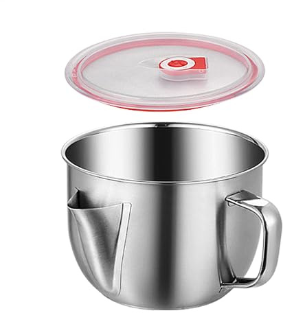 Fettabscheider Krug Edelstahl Krug Fetttrenner Sauce Separator Krug Küche Gadgets Krug mit Deckel und Griff Edelstahlkonstruktion Mehrzweck-Funktionalität für Küche