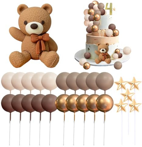 Bieiyhe 26 Stück Baby Tortendeko Bär,Tortendeko 1. Geburtstag Mädchen,Cake Topper Baby Shower,Bären Deko Kuchen,aTortendeko Teddybär Junge,Torten deko Taufe,Teddybär Kuchen Deko für Hochzeit Party