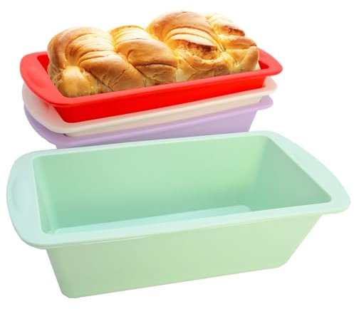 YHSKJCD 4er Set Mini Silikon Backformen Rechteckig, 20 x 9,5 x 5,5 cm Kastenform für Brot, Kuchen & Toastbrot, Airfryer geeignet – Perfektes Zubehör zum Backen, silikon backformen, kuchenform silikon