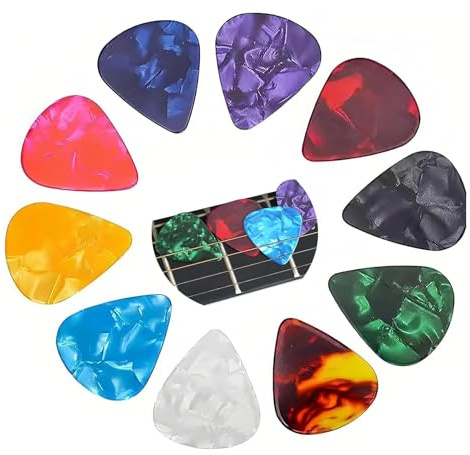 12 Pieces Guitar Picks,Plectrums,Guitar Picks Acoustic,3 Different Thickness Colorful Pick Non-slip Plectrums,0.5mm 0.75mm 1.0mm Heart Picks Finger Protection Tool,for Acoustic,Electric and Bass.