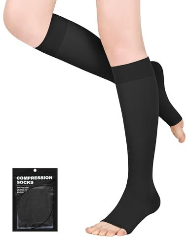 Evolyline Kompressionsstrümpfe Damen Herren 18-22 mmHg Klasse 1, Waden Offene Zehe Stützstrümpfe Kompressionssocken Thrombosestrümpfe Abgestufte Unterstützung ödeme