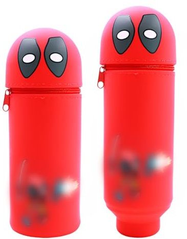 DEZP Kawaii Étui École 2 en 1 en Silicone Souple, 18.5 CM Porte-Stylos De Table, Trousse pour Legami Stylo Fermeture À Glissière, Trousse pour Crayons Stylos(Ant-M,A)