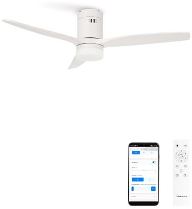 CREATE / WINDCALM NATURAL WOOD M/Ventilatore da soffitto con luce bianco con WiFi e telecomando / 40W, Timer, Ø132 cm, 6 velocità, 3 temperature di luce, funzione estate-inverno