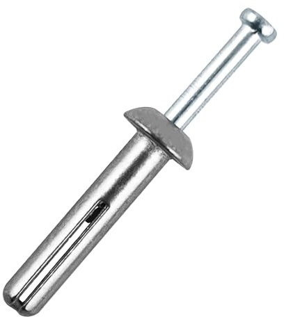 1/4 x 1-1/4Hammer Drive Nail-in Anchors 40 Pack – Cement Wall Anchors for Concrete Brick Block – Zinc Plated Masonry Fasteners for Electrical Boxes, Brackets, Frames