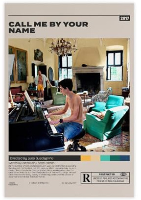 GJHTQLP Filmposter Call Me By Your Name, Leinwandposter, Schlafzimmer-Dekoration, 30 x 45 cm, 2 Stück