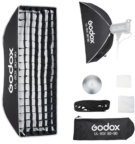 Godox UL-Box 30x90 centimetri / 12x35 pollici Ombrello Softbox a rilascio rapido - Softbox rettangolare compatto con diffusori e configurazione rapida, compatibile con il supporto Bowens