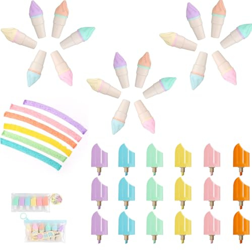 Puasok 36 Stück Mini Textmarker Eiscreme Set,6 Farbe Leuchtstifte Pastell,Eisförmige Highlighter Marker,Highlighter Pens für Mitgebsel Kindergeburtstag Party Geschenke Schule (36 PCS)