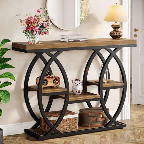 Tribesigns Table console de 100 cm, table de canapé à 4 niveaux, tables d'appoint, marron