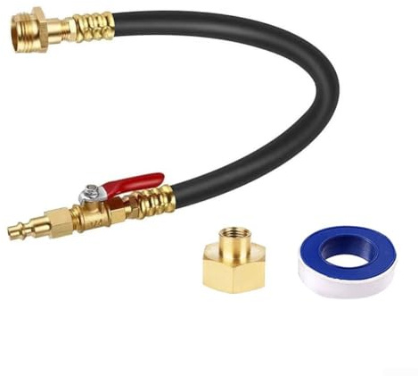 GLFLOW 3/8 Zoll RV Sprinkler Adapter, 3/8 Zoll RV Winter Sprinkler Adapter mit Absperrventil und Luftkompressor Schnellanschluss für Wohnmobilsysteme