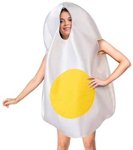 Joyincoser Carnival Egg Costume for Adults Funny Fried Egg Breakfast Food Halloween Costume Unisex One Size