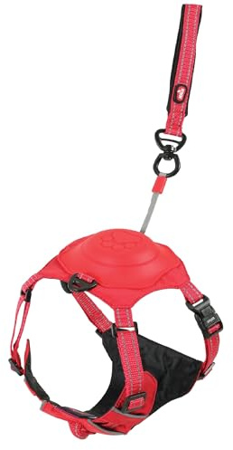 Zolux Easy Ride Hundegeschirr mit integrierter Rollleine, Größe S, Rot, atmungsaktiv, reflektierend, verstellbar, Brustumfang 41-54 cm, 164 g