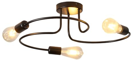 HAUSPRO Modern Chandelier Ceiling Lights Living Room, 3 Way Swirl Black Ceiling Light Flush Light Fittings Ceilings Lampshade for Kitchen, Bed & Dining Room Office