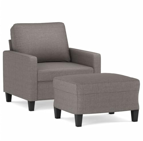 Qifoedo Sessel mit Hocker Taupe 78 x 77 x 80 cm Modernes Mini Sofa Eckcouch Bequem für kleines Wohnzimmer Balkon Büro oder Jugendzimmer