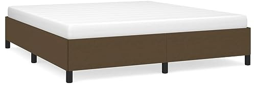 Xhnifnb Bettgestell Dunkelbraun Stoff 160x200 cm Lattenrost inkl Sperrholzrahmen Robustes Bett ohne Matratze für Schlafzimmer Gästezimmer