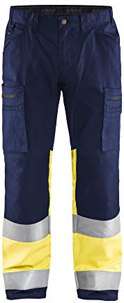 Blaklader 15511811 Hochsichtige Hose mit Stretch, Marineblau/Gelb, grootte C156