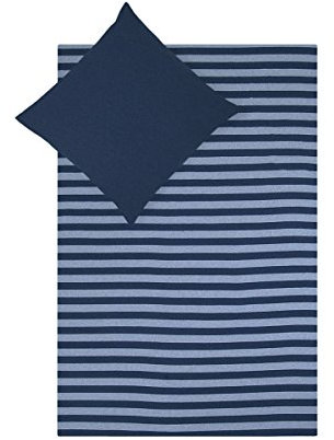 Traumschlaf Jersey Melange Wendebettwäsche Stripe blau