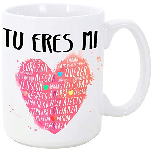 MUGFFINS Taza para Regalar a Enamorados/San Valentín - Tú Eres mi corazón - cerámica 350 ml - Tazas con Frases de Regalo para Novios/Novias. Anive