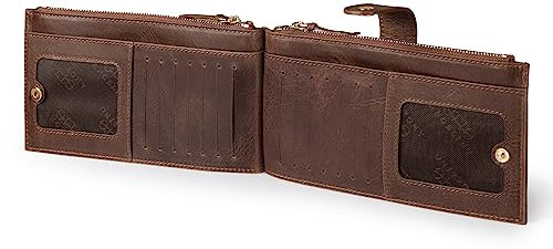 Otto Angelino Genuine Leather 2 Compartment Bifold Wallet with Phone Compatible Slots - RFID Blocking (Dunkelbraun)