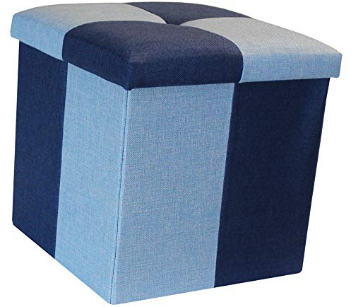 MyHome Quattro Storage Ottoman Navy Sky Blue Functional Foot Stool Seat Storage Box