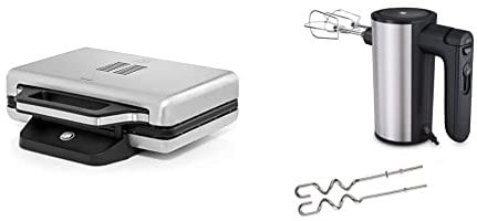 WMF Lono Sandwich Maker, Sandwichtoaster, edelstahl matt & Kult X Edition Handrührer, Quirl mit 5 Geschwindigkeitsstufen, Turbofunktion, Handmixer 400 W, Cromargan matt, schwarz