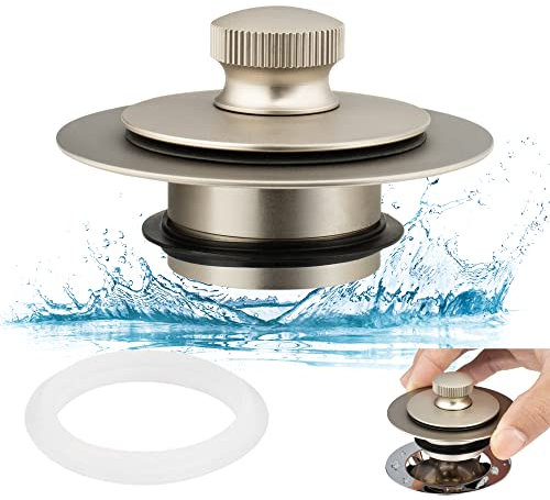 Artiwell Universeller Badewannen-Ablaufstopfen und Abdeckung, Badewannen-Ablaufstopfen, ersetzt Hebe- und Drehhebel-Abflüsse für Wanne, EZ-Installation und Reinigung (gebürstetes Nickel)