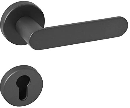 Drückergarnitur anthrazit Türbeschlag Türgriff Zimmertür SAM Rosetten-Garnitur PZ - Profilzylinder Drückerpaar Aluminium für Innentüren 1 Paar Design Türdrücker-Garnitur mit Schrauben von Sotech