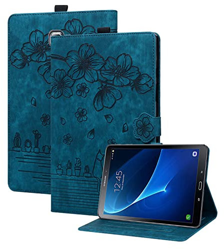 Succtopy Custodia Galaxy Tab A6 2016 10.1,Cover Pelle PU Flip Portafoglio con Porta Penna per Samsung Tab A 10.1 2016,Custodia Protettiva con Slot Card Galaxy Tab A6 SM-T580/SM-T585,Blu Reale