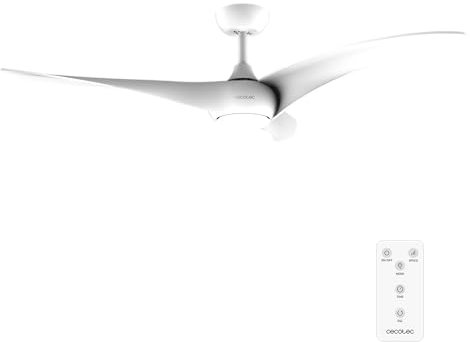 Cecotec Ventilador de Techo con Luz EnergySilence Aero 5295 White. 40W, Motor DC, 54 pulgadas, Luz LED de 15W, 3 Tonalidades seleccionables, 3 Aspas, Temporizador Programable