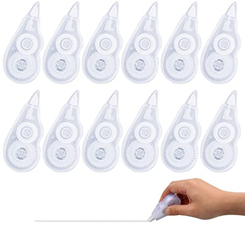 Xzeemo 12 Stück Korrekturroller Mini Pocket Mouse, 4 m x 5 mm Korrekturband, Mini Korrekturmaus, Korrekturroller Korrekturmaus Set, Mini Kompakt Korrekturband Roller für Büro Schule (Transparent-A)