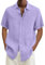Chemise d'été pour Homme Solide Décontractée Plus La Taille Chemise Col Polo Slim Fit Casual Col en V Chemise Manches Courtes Chemise Top de Plage Classique Chemisette