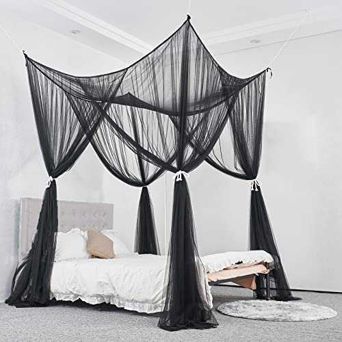 AYGCI Moskitonetz Groß Quadratische Doppelbett Himmelbett Vorhänge Baldachin Moskitonetz Bett mit Feinmashiges für Reise und Zuhause