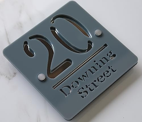 Prime Large Laser Cut House Signs 3D/4D Effect Door Number Address Plaques Numbers 180mm x 180mm - Mirror Silver & Grey